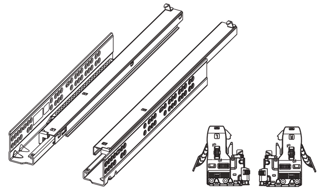 מסילה 550ממ שליפה מלאה PU6) 3D)