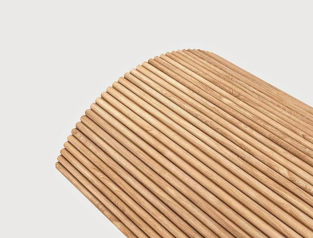 מארז 2 סרגלי עץ MDF גמיש אלון עיגול קטן 2900X300ממ