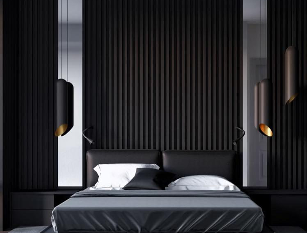 מארז 2 סרגלי עץ MDF אקוסטי שחור 2900X410X21ממ