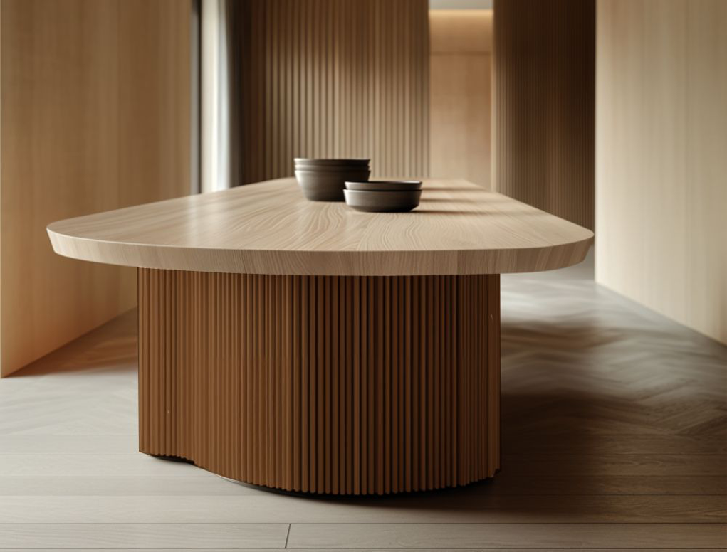 מארז 2 סרגלי עץ MDF גמיש אגוז עיגול גדול 2900X300ממ